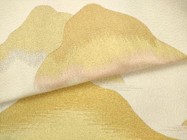 平和屋着物●爪掻き本綴れ 八寸名古屋帯 重ね山文 金糸 正絹 逸品 AABL2541pf