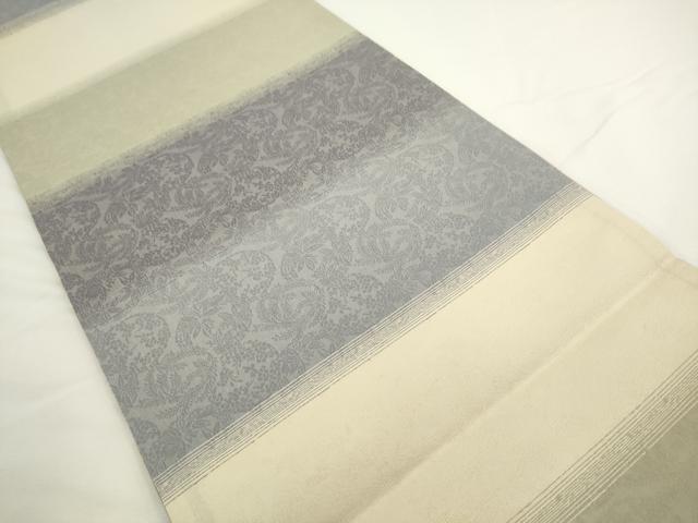 平和屋着物●両面全通柄袋帯 墨流し花文 銀糸 正絹 逸品 AABL2545pf