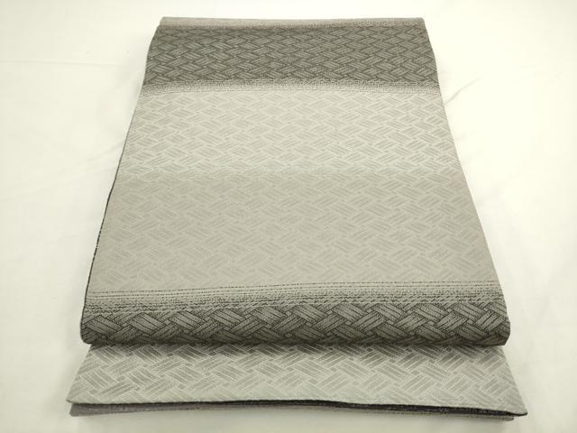 平和屋着物●太鼓柄袋帯 流水草花文 銀彩 銀通し地 正絹 逸品 AABL2547pf