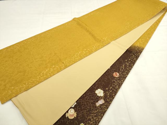 平和屋着物●太鼓柄袋帯 作家物 宝尽くし 金彩 金通し地 正絹 逸品 AABL2573pf