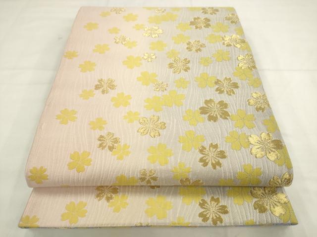 平和屋着物●両面六通柄袋帯 舞桜文 金糸 正絹 逸品 AABL2586pf