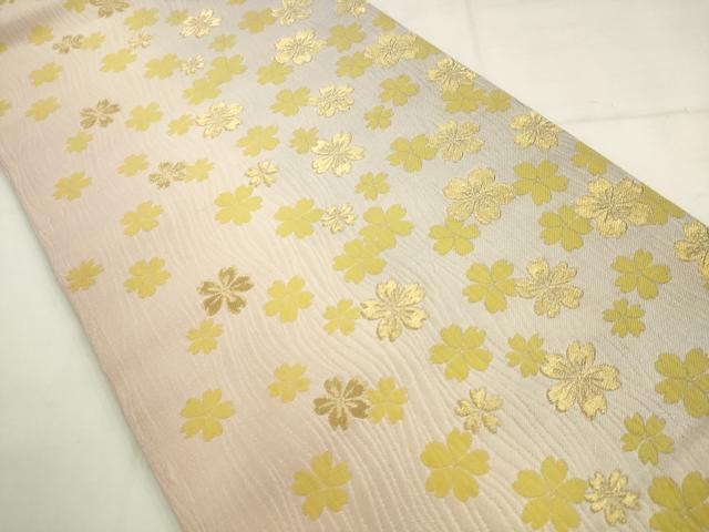 平和屋着物●両面六通柄袋帯 舞桜文 金糸 正絹 逸品 AABL2586pf