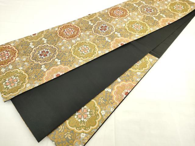 平和屋着物●六通柄袋帯 唐織 草木染 藤花寿柏文様 金糸 正絹 逸品 AABL2592pf