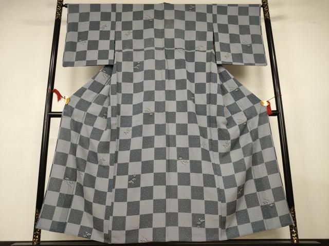 平和屋着物*夏物 小紋 絽 市松花文 正絹 逸品 AABL2610jd