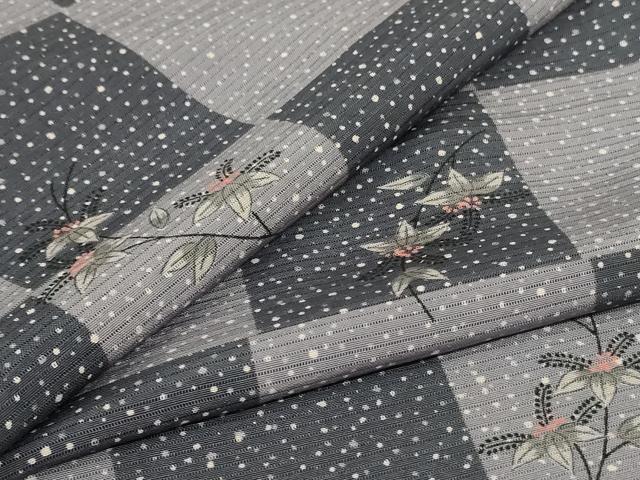 平和屋着物*夏物 小紋 絽 市松花文 正絹 逸品 AABL2610jd