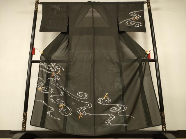平和屋着物*夏物 訪問着 絽 流水文 勝虫 金彩 正絹 逸品 AABL2612jd