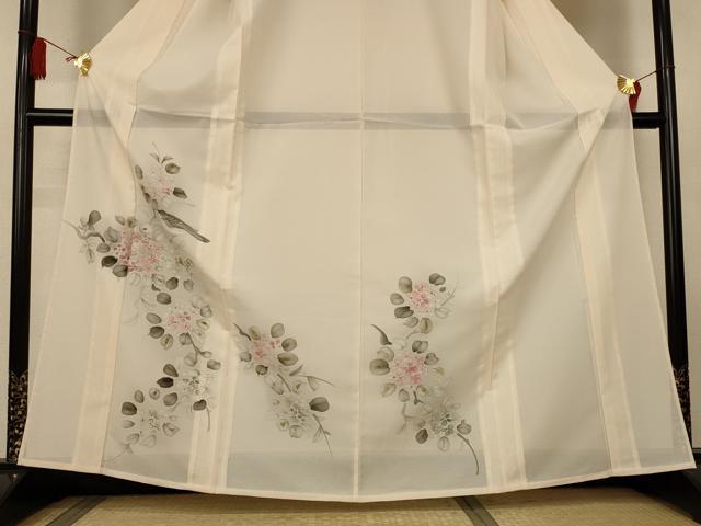 平和屋着物*夏物 訪問着 絽 手描き 花鳥文 洗える着物 AABL2613jd