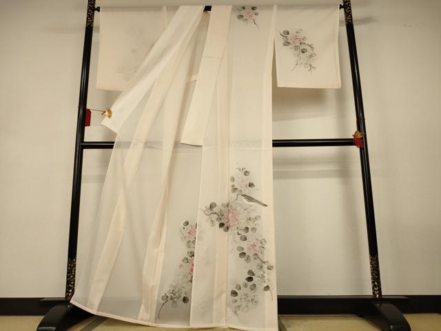 平和屋着物*夏物 訪問着 絽 手描き 花鳥文 洗える着物 AABL2613jd