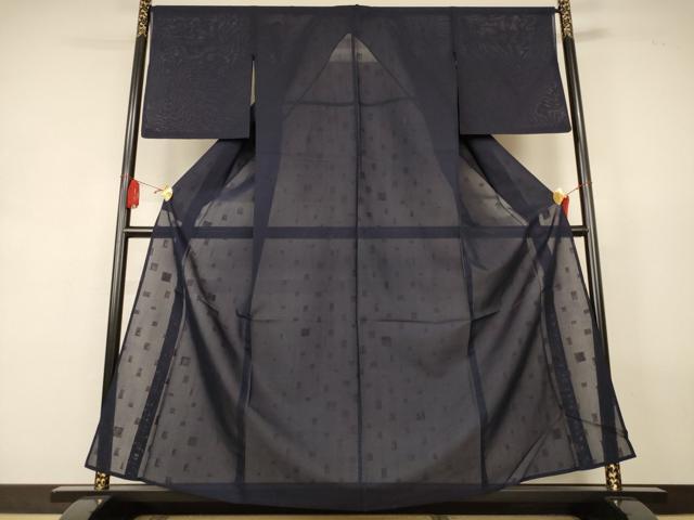 平和屋着物*夏物 小紋 紗 幾何学文様 正絹 逸品 AABL2617jd