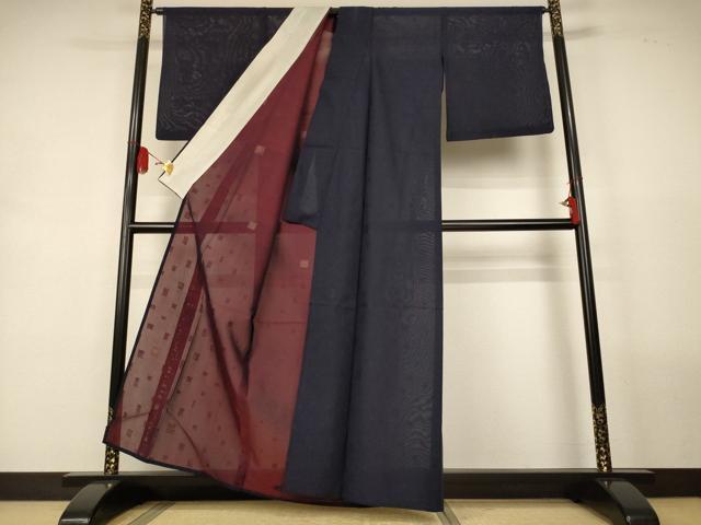 平和屋着物*夏物 小紋 紗 幾何学文様 正絹 逸品 AABL2617jd