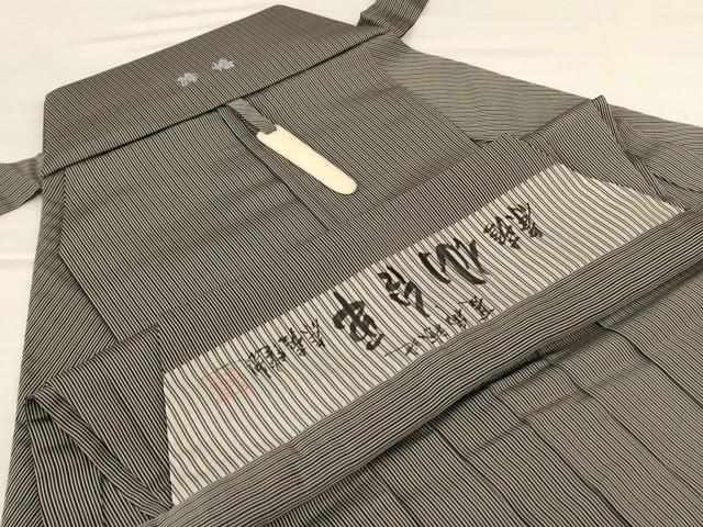 平和屋着物*夏物 男性 茶喜仙台平 馬乗り袴 縦絽 縞 正絹 逸品 AABL2625jd