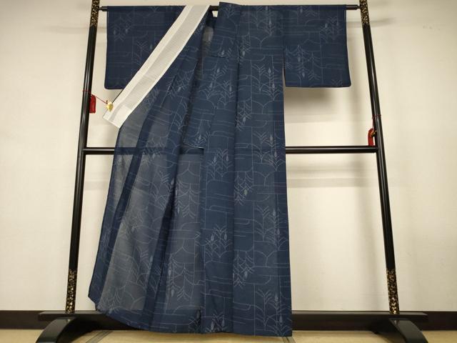 平和屋着物*夏物 小紋 紗 草花文 AABL2627jd