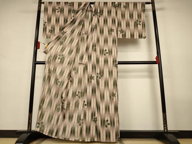 平和屋着物*夏物 小紋 絽 矢羽花文 洗える着物 AABL2629jd