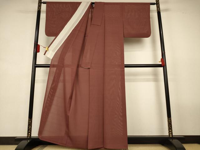 平和屋着物*夏物 色無地 変わり絽 茶褐色 正絹 逸品 AABL2636jd