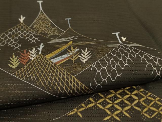 平和屋着物*夏物 黒留袖 絽 風景吉祥文 金彩 正絹 逸品 AABL2641jd