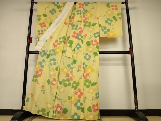 平和屋着物*夏物 小紋 絽 舞花文 正絹 逸品 AABL2646jd