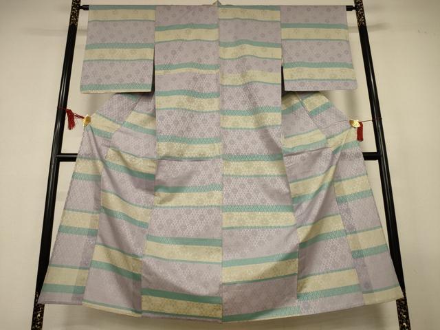 平和屋着物*夏物 小紋 横段花紋紗 正絹 逸品 AABL2647jd