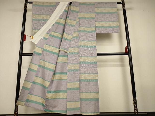 平和屋着物*夏物 小紋 横段花紋紗 正絹 逸品 AABL2647jd