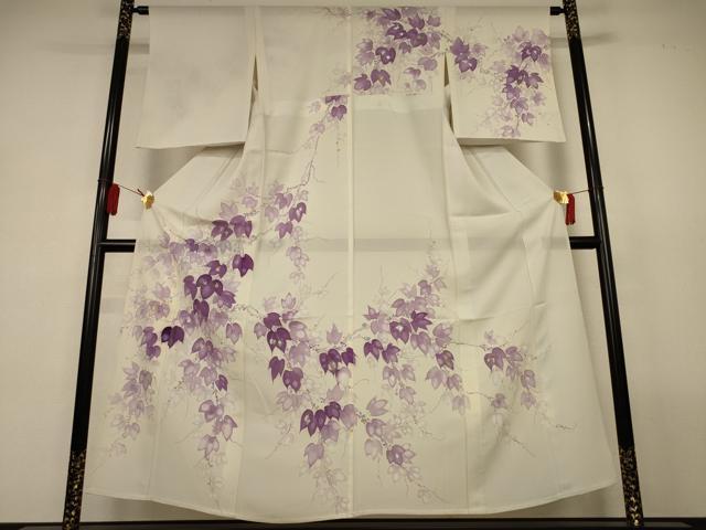 平和屋着物*夏物 訪問着 絽 手描き 蔦の葉文 金銀彩 正絹 逸品 AABL2648jd