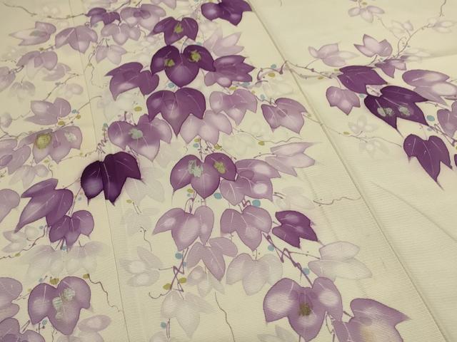 平和屋着物*夏物 訪問着 絽 手描き 蔦の葉文 金銀彩 正絹 逸品 AABL2648jd
