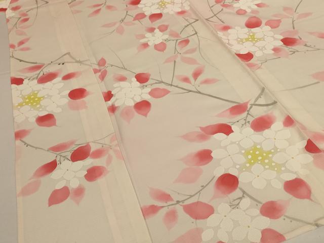 平和屋着物*夏物 小紋 絽 手描き 枝花文 正絹 逸品 AABL2653jd