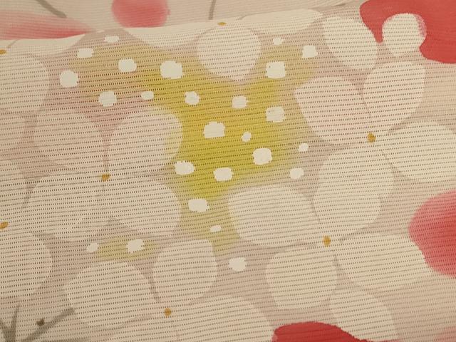 平和屋着物*夏物 小紋 絽 手描き 枝花文 正絹 逸品 AABL2653jd