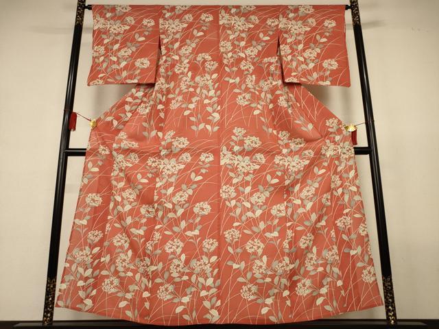 平和屋着物*夏物 小紋 絽 草花文 正絹 逸品 AABL2654jd