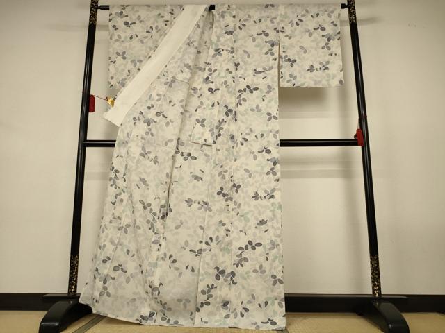 平和屋着物*夏物 小紋 絽 萩文 銀彩 正絹 逸品 AABL2656jd