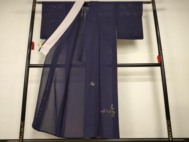 平和屋着物*夏物 訪問着 絽 総刺繍 草花文 バッタ 正絹 逸品 AABL2660jd