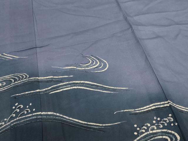 平和屋着物*夏物 訪問着 絽 手描き 一珍染 流水文 暈し染め 正絹 逸品 AABL2671jd