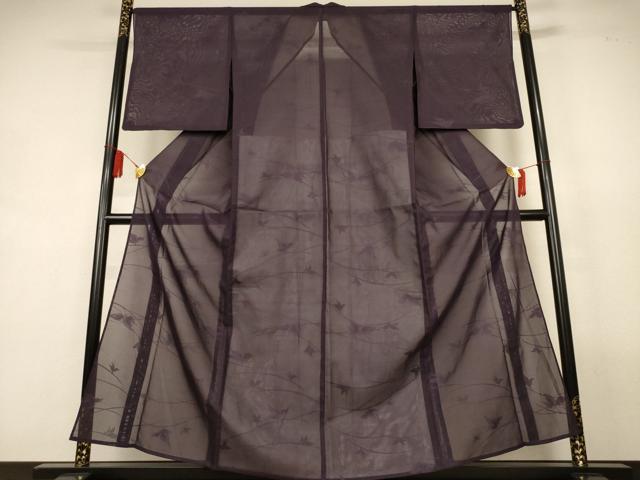 平和屋着物*夏物 小紋 紗 芝葉文 正絹 逸品 AABL2675jd