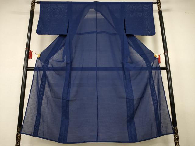 平和屋着物*夏物 色無地 変わり絽 濃藍色 正絹 逸品 AABL2677jd