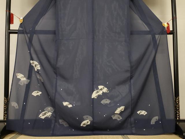 平和屋着物*夏物 訪問着 絽 刺繍 地紙桜文 銀糸 ロング丈 正絹 逸品 AABL2682jd