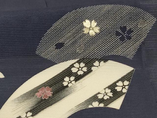 平和屋着物*夏物 訪問着 絽 刺繍 地紙桜文 銀糸 ロング丈 正絹 逸品 AABL2682jd