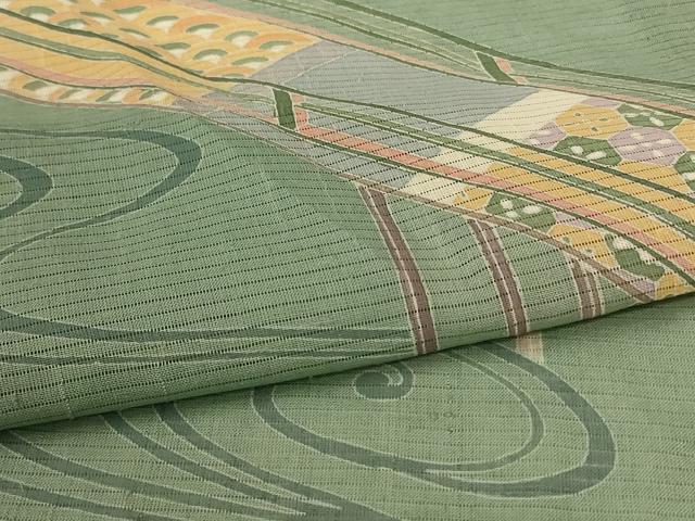 平和屋着物*夏物 訪問着 絽紬 友禅 流水渡橋文 正絹 逸品 AABL2691jd