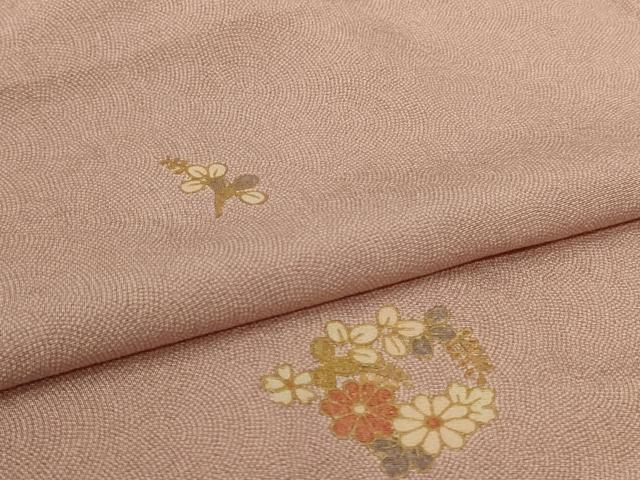 平和屋着物▽上質な小紋 単衣 草花丸文 金彩 正絹 逸品 AABL2701jd