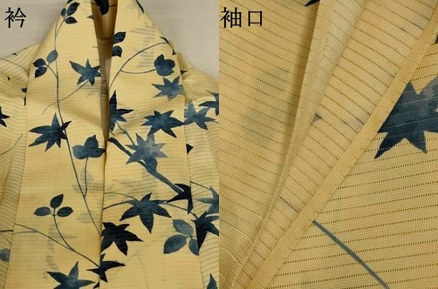 平和屋着物*夏物 小紋 絽 枝葉文 正絹 逸品 AABL2707jd