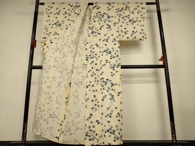 平和屋着物*夏物 小紋 絽 枝葉文 正絹 逸品 AABL2707jd