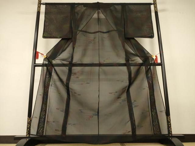 平和屋着物*夏物 小紋 紗 流水文 暈し染め 正絹 逸品 未使用 AABL2719jd