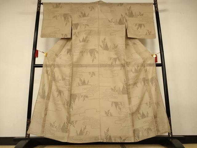 平和屋着物*夏物 絽芭蕉 縦絽 風景文 正絹 逸品 AABL2727jd