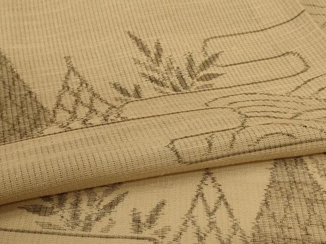 平和屋着物*夏物 絽芭蕉 縦絽 風景文 正絹 逸品 AABL2727jd