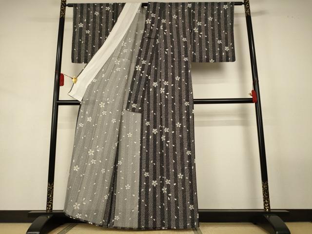 平和屋着物*夏物 小紋 絽 舞桜間道 正絹 逸品 AABL2739jd