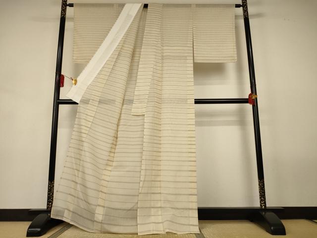 平和屋着物*夏物 結城紬 夏結城 縞 正絹 逸品 AABL2741jd