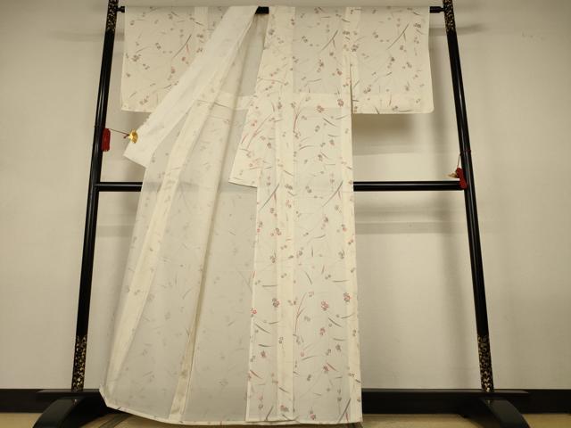 平和屋着物*夏物 小紋 絽 枝花文 正絹 逸品 AABL2742jd