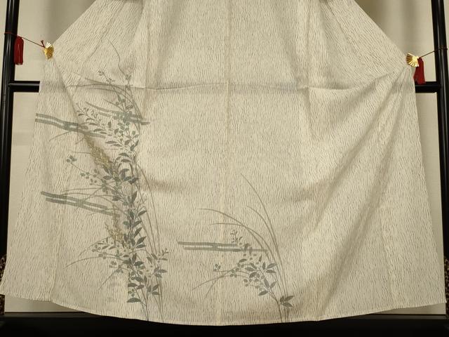 平和屋着物*夏物 訪問着 絽 草花文 銀彩 正絹 逸品 AABL2746jd