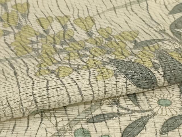 平和屋着物*夏物 訪問着 絽 草花文 銀彩 正絹 逸品 AABL2746jd
