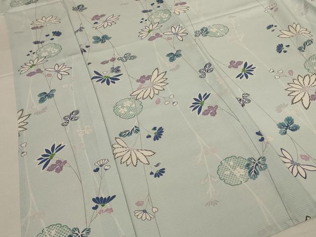 平和屋着物*夏物 小紋 絽 京小町 雪輪花文 反端付き 正絹 逸品 AABL2759jd
