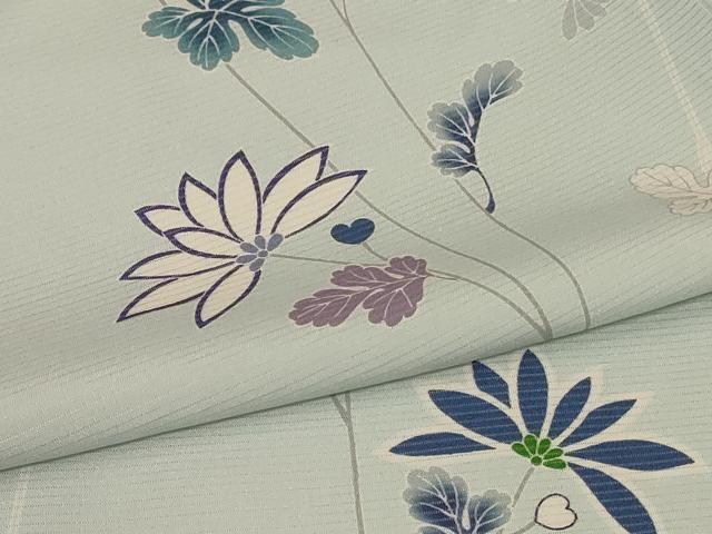 平和屋着物*夏物 小紋 絽 京小町 雪輪花文 反端付き 正絹 逸品 AABL2759jd