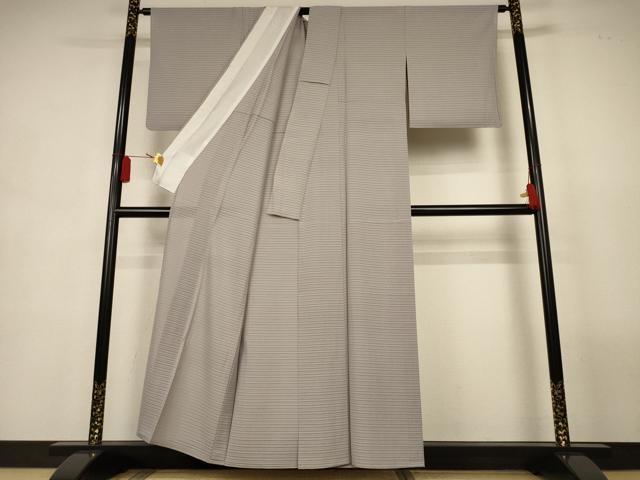 平和屋着物*夏物 色無地 絽縮緬 茶鼠色 正絹 逸品 AABL2767jd