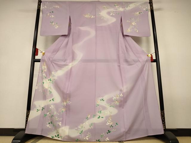 平和屋着物*夏物 創業460年・千總 訪問着 絽 草花文 暈し染め 銀糸 松坂屋扱い 反端付き 正絹 逸品 AABL2785jd